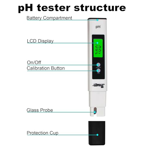 digital ph meter - high accuracy digital water quality tester with 0-14 ph measurement range for household drinking pool and aquarium with atc