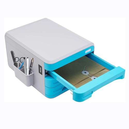 MBOGIZDN Gris,Cajonera con Cerradura, 3 Niveles de Suministros Oficina, Organizador de Archivos con Bloqueo contraseña, archivador Plano Caja de Almacenamiento de Escritorio para tocador de Mesa