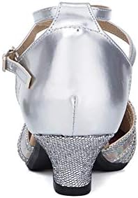 HROYL Women's Latin Dance Shoes Closed Toe Heel Ballroom Tango Salsa Samba Dance Performance Shoes, DY302-S, Silver-3.5, US 8 Review | Image 5