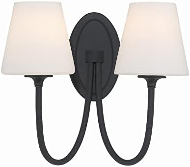 Juno 2 Light Black Forged Sconce with Glass Shades