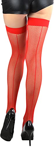 Image of ToBeInStyle Women's Fine Classic Fishnet Thigh High Stretch Nylon Novelty Stockings