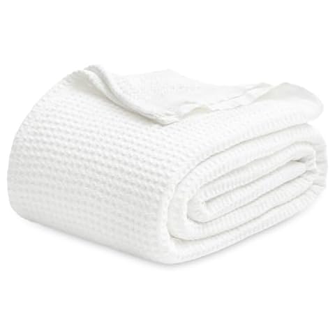 Bedsure 100% Cotton Waffle Weave Blanket Queen Size Cover