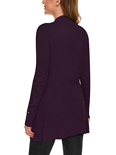 Image of Women Long Knit Cardigan Lightweight Open Front Sweaters | Capsule Wardrobe for Women, Relaxed fit, Buttoned Ribbed cuffs, Dressy Business Casual , for spring early fall office work