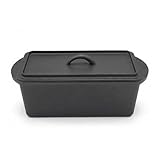 Homira Gusseisen Brotbackform mit Deckel – Voreingebrannt, Backofenfest, Für knuspriges Brot Gusseisen Topf Brot 35 x 13,5 x 12,5 cm