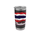Bandera de Tailandia Patriótica Asiática Hombres Mujeres Niños Tailandés Vaso térmico de acero inoxidable de doble pared