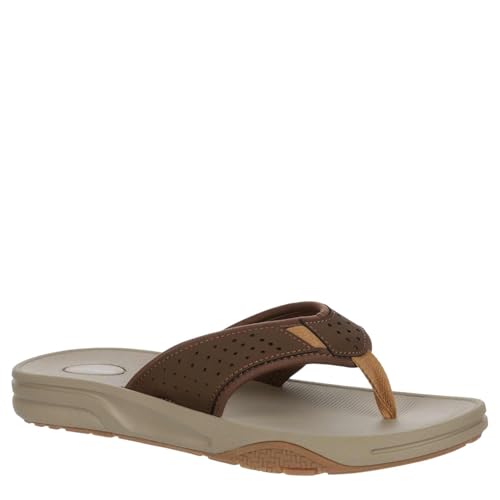 Restoration Hugo - Men's Faux Leather Slip-On Summer Flip-Flop Sandals Brown, Size 11.0 Medium Width