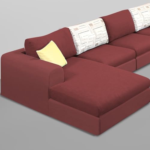 Image of Koza LHS 6 Seater L Shape Sofa Set for Living Room (Maroon Fabric) Premium Fabric Sofa