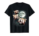 Three Red Panda Moon | 3 Moon Forest Bamboo Howling Bear T-Shirt