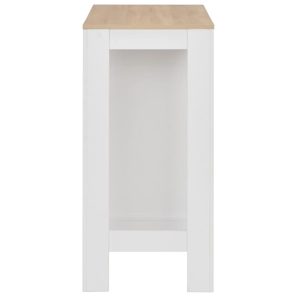 vidaXL Tavolo da Bar con 3 Mensole Elegante Decorativo Robusto per Interni Sala Cucina Tavolino da Bistrò 110x50x103 cm Truciolato Bianco e Naturale