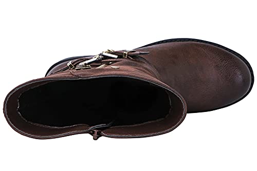 GLOBALWIN Women's Mid-Calf Boots Round Toe Zip-Up Slouch Booties with Buckle Strap Casual Spring Fall Winter Brown Boots For Women With low Heel Comfortable For Walking Size 7M - image 8