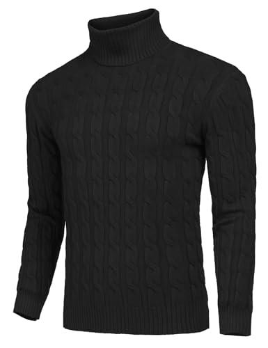 COOFANDY Men's Slim Fit Turtleneck Sweater Casual Twisted Knitted Pullover Sweaters2