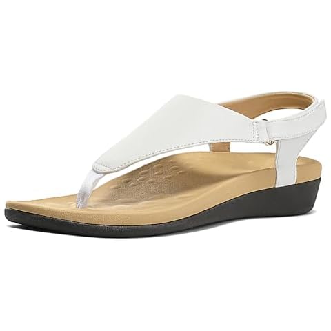 UTENAG Womens Arch Support Sandals Orthotic Adjustable Thong Flip Flops +Comfort White Size 9 Cover