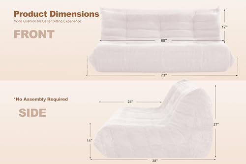 Image of Bean Bag 3-Seater Chair Big Sofa Beanbag Chair for Adults Fireside Chair Bean Bag Lounger with Memory Foam Filled for Home,Apartment or Gaming Venue（Beige Teddy）