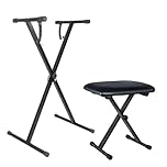 Stands Supports et Pieds de Claviers,Support Clavier Piano,Support pour Clavier et Tabouret pour Piano en X, Banc Clavier rembourré 4 Positions réglables,Keyboard 7 Positions Réglables en Hauteur