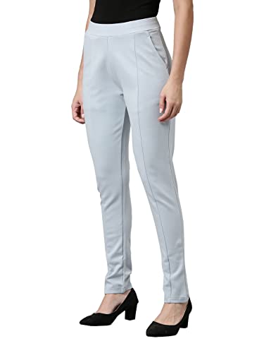 Image of GO COLORS Viscose Stretch Blend Ponte Pants Full Length for Women| Breathable, Mid Rise