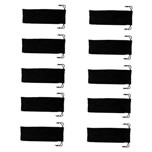 Unomor 10pcs Stainless Steel Reusable Utensil Case for Travel Cutlery Wraps Bag Large Opening Straw Storage Pouch Easy Wash Family-friendly