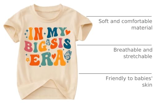 Image of Toddler Big Sister Tee in My Big Sis Era Graphic T-Shirt Big Sis Announcement Crewneck Shirts Sibling Reveal Tops
