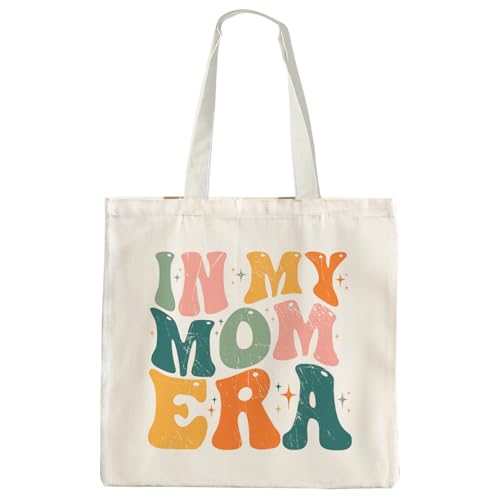 OTOUO Sac fourre-tout en toile « In My Mom Era » - Sac fourre-tout pour maman - Sac cadeau « My Mom Era » - Cadeau pour maman - Sac de courses pour maman - Cadeau pour maman de la part de filles et de