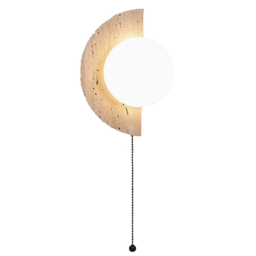 SHUANGZ Natural Travertine Wall Sconce, Modern Stone Wall Lamp with LED Light Warm White Minimalist Wall Light Fixture for Bedroom, Bathroom, Living Room, Hallway, Stairwell Decoration Stone Lamps