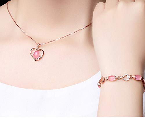 Ringen Fashion 18K złoty naszyjnik klasyczne naszyjniki w kształcie serca wisiorki z różowym kamieniem kolor srebrny łańcuszek kobiety prezent