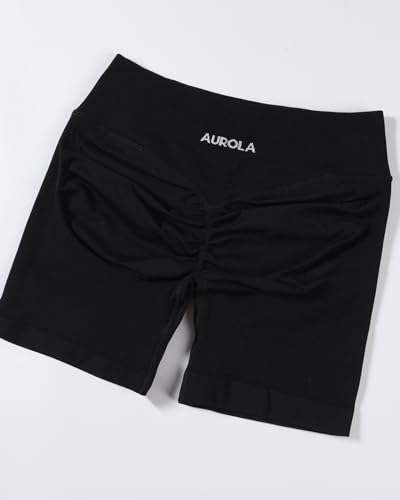 Image of AUROLA Influence Workout Shorts for Women,2.5 3.5 4.5 5.5 6.5 No Roll Up Squat Proof Scrunch Seamless Compression Gym Short