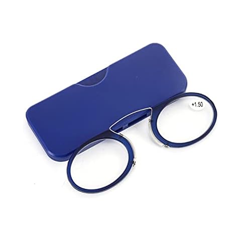 PYAN Nose Clip Reading Glasses,Ultra-thin Card Glasses,Women & Men Reading Glasses,HD Lenses,Mini Portable,Reduce Glasses Fatigue,Red,Blue +1.50 Cover