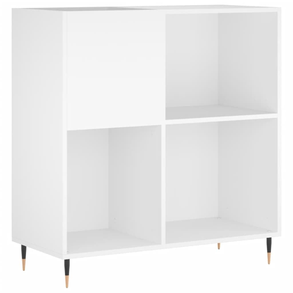 Homgoday Mobiletto Porta Dischi Contenitori per Vinili, 84,5 x 38 x 89 cm, in Legno Ingegnerizzato, Organizer Scaffale da Collezione, Armadietto LP 361 Bianco