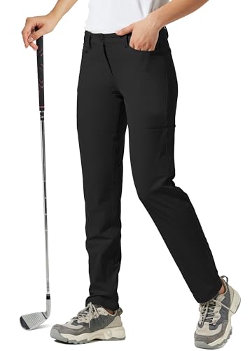 Willit Women's Golf Pants Hiking Cargo Pants Quick Dry Lightweight Outdoor Casual Pants Water Resistant Black 8
