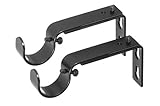Ivilon Adjustable Brackets for Curtain Rods - for 1 or 1 1/8 Inch Rods. Set of 2 - Black