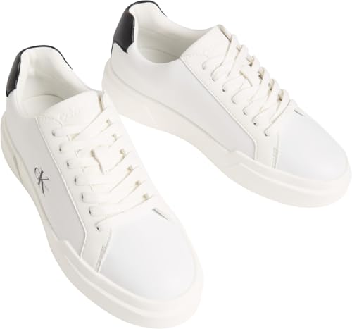 Calvin Klein Damen Cupsole Sneaker Chunky Laceup aus Leder, Weiß (White/Black/White), 41 – Ansicht 4