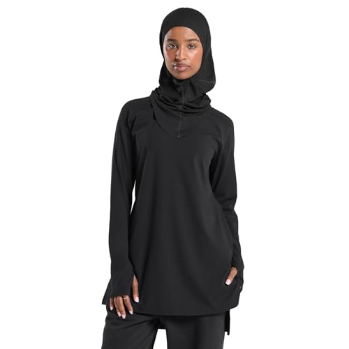 Muslim One-piece Loose Full Cover Long Dress (Black M)