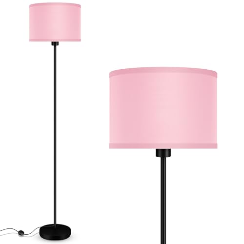 Image of AUQUEE Floor Lamp Pink, Standing Lamp, Small Floor Lamps with Lampshade, 59" Tall Lamps for Bedroom, Foot Switch, Simple Corner Pole Lamp for Kids Room, Girls Room, Nursery, Office(NO Bulb, E26 Base)