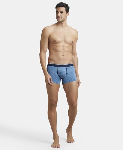 Image of Jockey US68 Men Super Combed Cotton Elastane Stretch Stripe Trunk with Ultrasoft Waistband
