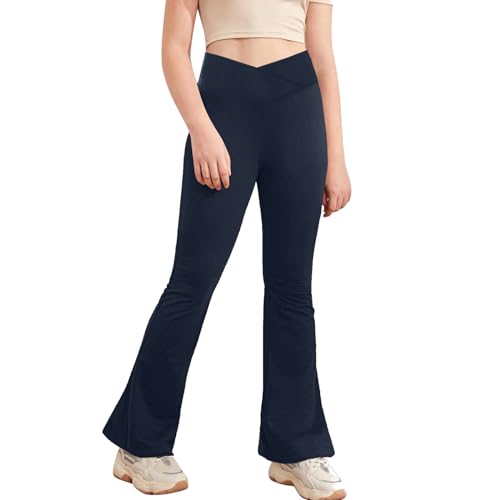 Girls' Yoga Pants Flare Pants Elastic Waist Athletic Flare Trousers Tummy Control Wide Leg Bootcut Workout Leggings