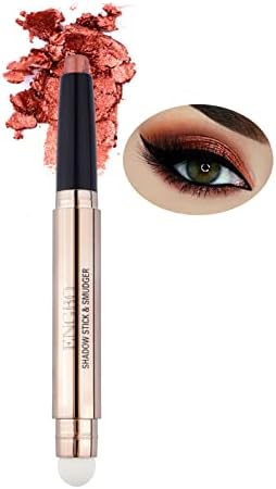 iGuzvaw Cream Eyeshadow Stick,2 IN 1 Eye Shadow Pencil Crayon Makeup with Smudger,Multi-Dimensional Eyes Look,Waterproof Long Lasting Hypoallergenic Eye Shadow Sticks (05# Copper Shimmer)
