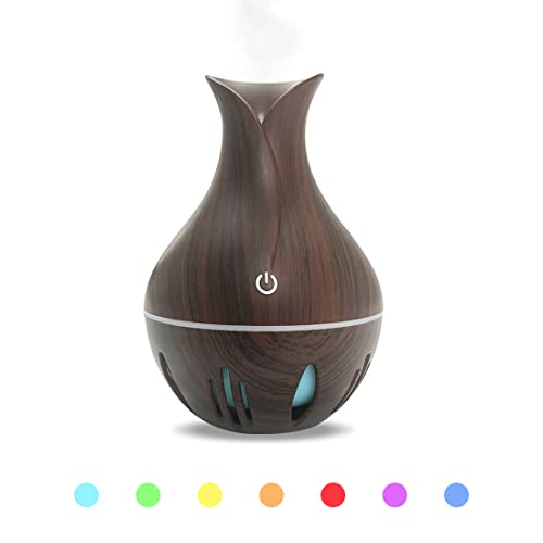 Difusor de aceites esenciales, 130 ml, difusor de aromaterapia portátil ultrasónico, humidificador con luces LED USB 7 colores, para Yoga, Salón, Spa, Oficina, Dormitorio Cover