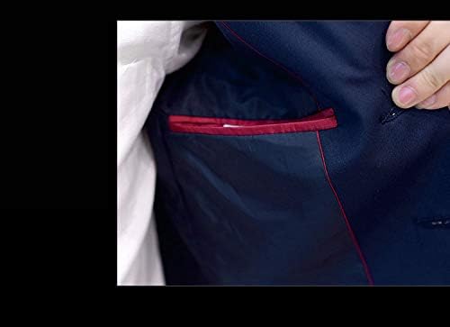 Men's Chinese Tunic Suits Mandarin Collar Formal Jacket Slim Fit Front Button Blazer Traditional Uniform Groom Dress (Navy, L) - Image 5