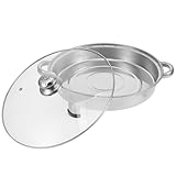 TOYANDONA Edelstahl Buffet Tablett mit Glasdeckel Runde Grillschale mit Griffen Sichere...