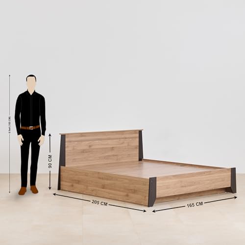 Image of Home Centre Helios Amberly Queen Bed |Engineered Wood with Box Storage Queen Bed| (Brown) |1 Year Warranty
