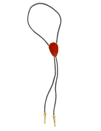 Image of Daisy Del Sol Gemstone Bolo Tie Braided Vegan Faux Leather Natural Stone Gold Handmade Necklace Adjustable Boho Western Jewelry