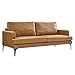 Modway Evermore Modern Style Vegan Leather and Metal Sofa in Tan