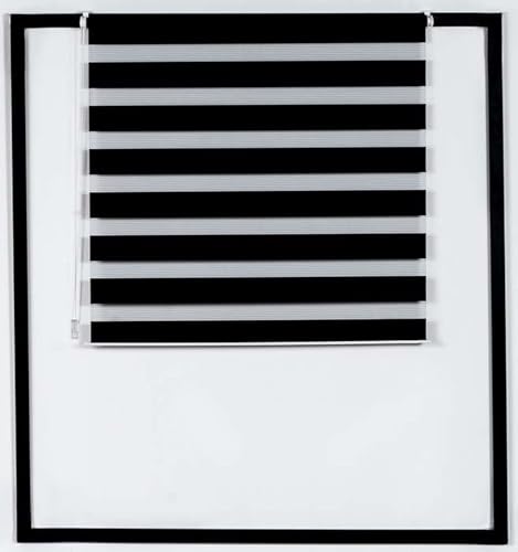 CLP Doppelrollo mit Klemmfix Fixierung ohne Bohren I Duo Fenster-Rollo mit Klemmträger Größen, Farbe:schwarz, Größe:95x150 cm