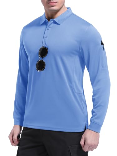TACVASEN Long Sleeve Polo Shirts for Men Tactical Performance Polo Shirts w Collar Quick Dry Fit Work Shirts Workout Golf - Image 4