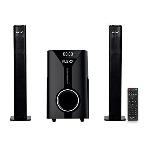FLEXY Germany 2.1 Channel Home Theater Speaker System with Sound Bar 5000W PMPO Output Bluetooth USB/Card Playback FM Radio Powerful Subwoofer & Satellite Speakers Remote Control