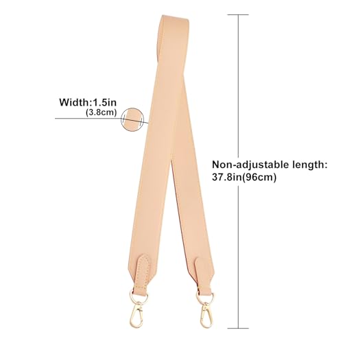 Image of Genuine Vachetta Leather Shoulder Bag Strap Crossbody Replacement for Neverful Tote Bag(APRICOT-Width:1.5in&Length:37.8in)