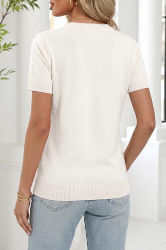 Image of QUALFORT Womens Short Sleeve Sweater Knit Top
