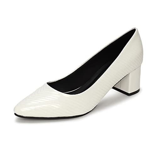 Image of Marc Loire Women's Self Design Comfortable Slip-on Casual Pointed Toe Block Pumps Heels