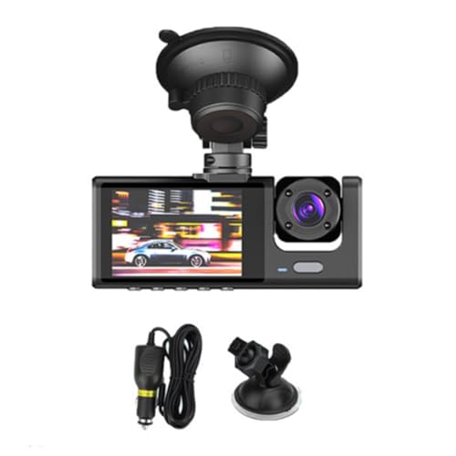 Fangxuee Cámara de Tablero con Lente Dual para Automóvil, DVR para Automóvil, Cámara Frontal e Interior, Grabadora de Video de Conducción, Monitor de Estacionamiento, Visión 1080P