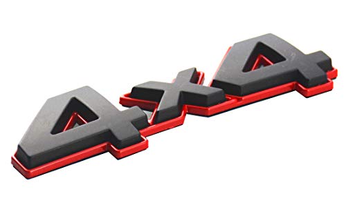Image of Aimoll 1Pc 4x4 Emblem Badge Nameplate 3D Car Sticker Decal Replacement for Universal car Rear Tailgate 4 X 4 (Black Red)