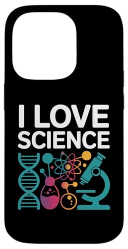 I Love Science 顕微鏡 DNA 原子化学 スマホケース iPhone 14 Pro 用